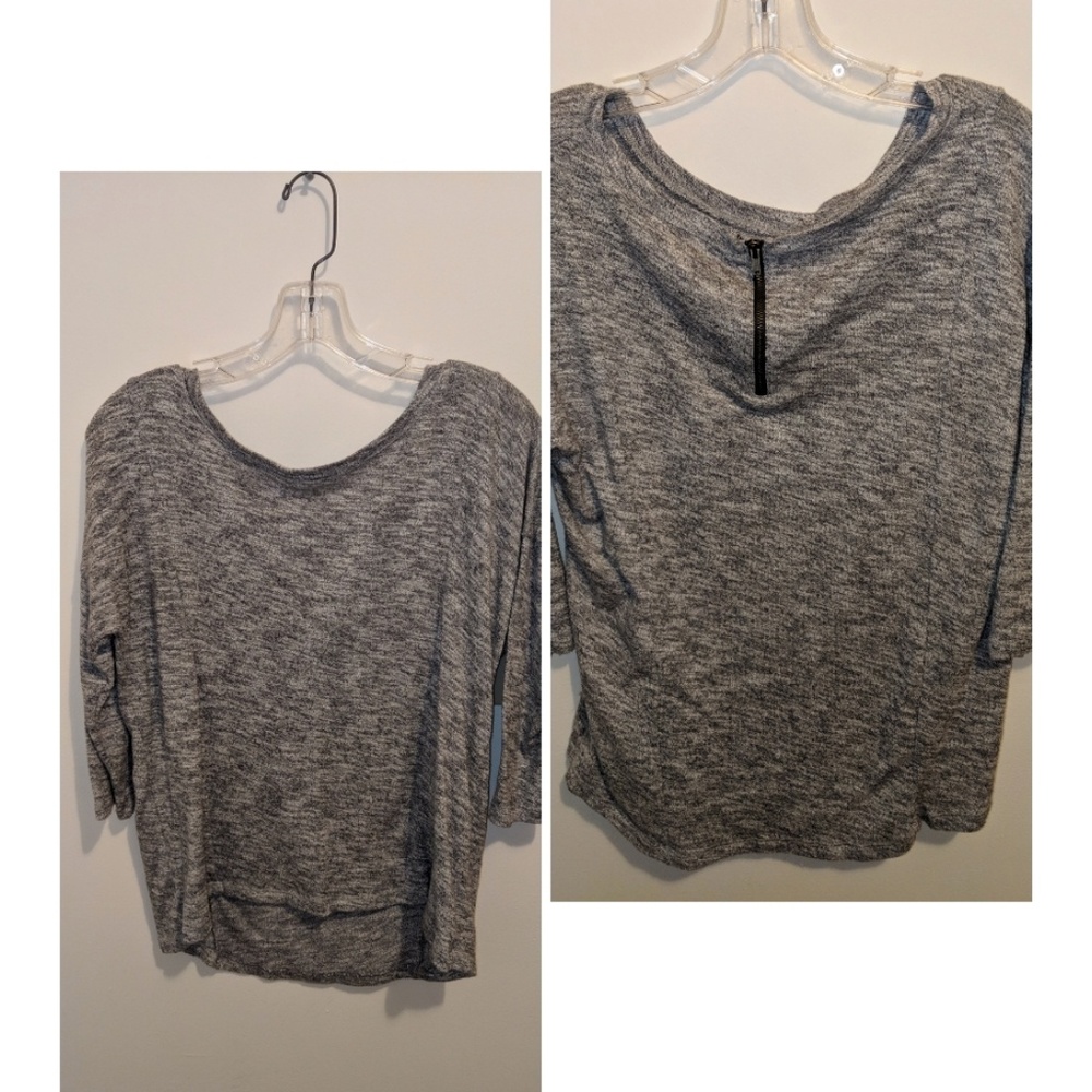 Gray shirt with zipper detail